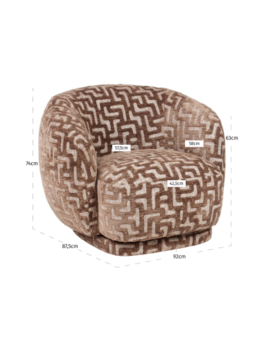 Labirinto de Tecido de Lounge Rotary Tecido Brown Negreslo