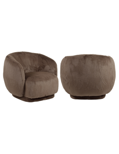 Fauteuil lounge rotatif duvet brun NEGRESLO