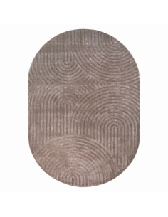 Ovaler Teppich mit Holzringen in Taupe 200x300 BAYON