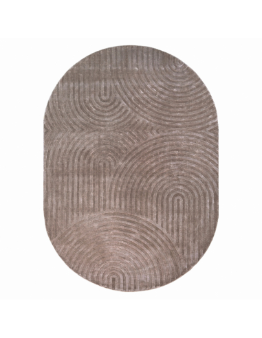 Tapis ovale cernes de bois taupe 200x300 BAYON