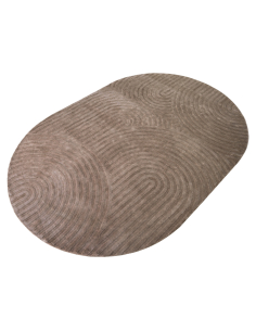 Tapis ovale cernes de bois taupe 200x300 BAYON 2