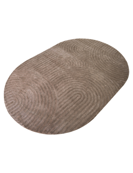 Tapis ovale cernes de bois taupe 200x300 BAYON