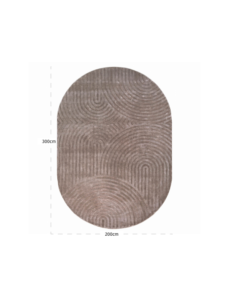 Tapis ovale cernes de bois taupe 200x300 BAYON