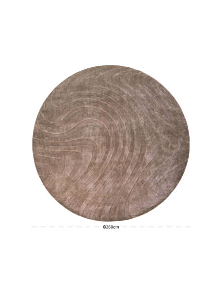 Tapis rond motif vagues taupe 260 FELLION