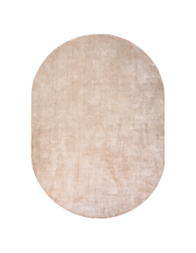 Tappeto ovale in viscosa liscia beige 220x320 MILLAV