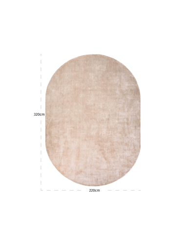 Tapete oval liso em viscose bege 220x320 MILLAV