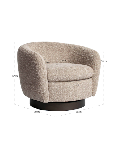 Natural bouclé swivel armchair COLMAR
