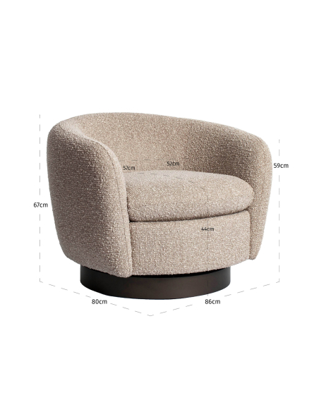 Draaifauteuil in natuurlijke bouclé COLMAR