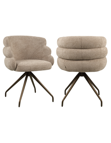 Silla de comedor rotativo mocca con textura de kayla