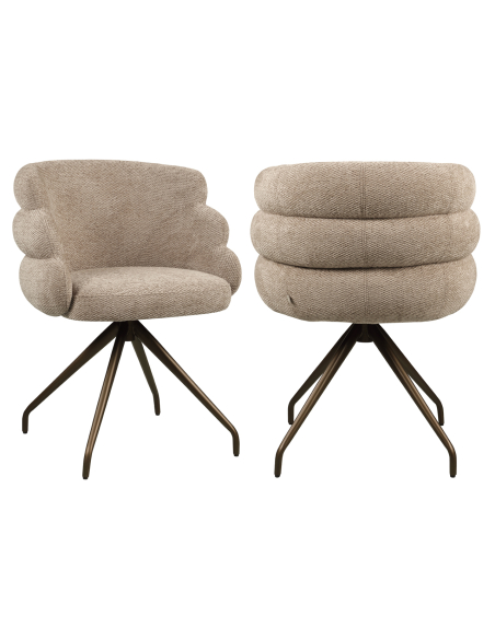 Silla de comedor rotativo mocca con textura de kayla