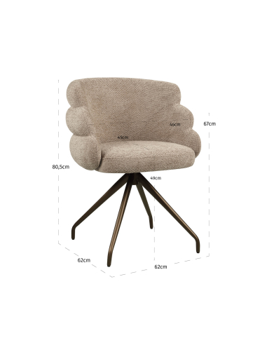 Cadeira de sala de jantar rotativa Mocca texturizado Kayla