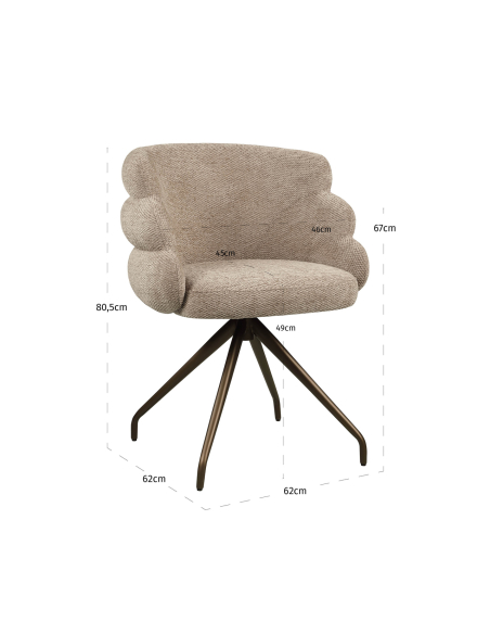 Rotary Eetkamerstoel Mocca Textured Kayla