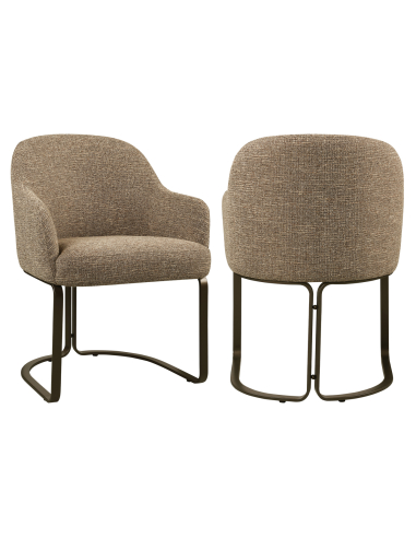 Dining Chair Fabric Tweed Brun Hadley