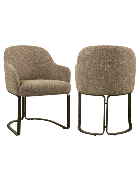 Dining Chair Fabric Tweed Brun Hadley