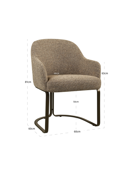 Dining Chair Fabric Tweed Brun Hadley