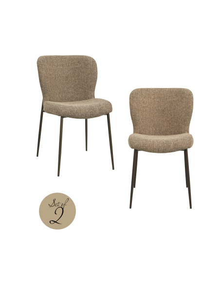 Silla de comedor de tela Tweed Brown ODARBY (conjunto de 2)