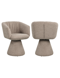 Chaise de salle à manger rotative tissu bouclette mocca MADELINE
