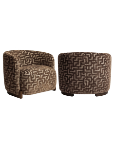 Lounge Stoel Stof Labyrint Bruin Brandwerend Hannah - Richmond Interiors
