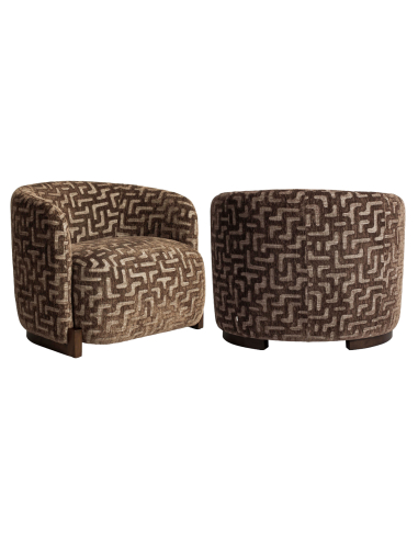 Lounge Stoel Stof Labyrint Bruin Brandwerend Hannah - Richmond Interiors