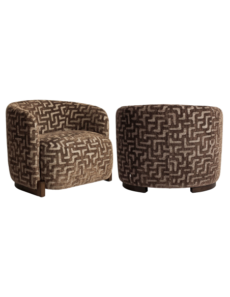 Lounge-Stuhlgewebe Labyrinth braun Firefroof Hannah - Richmond Interiors