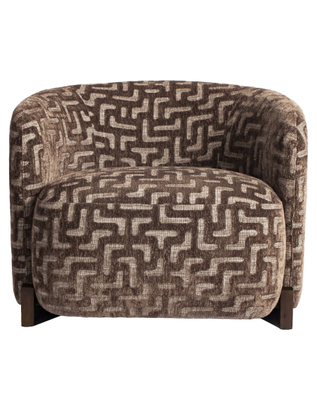 Lounge Stoel Stof Labyrint Bruin Brandwerend Hannah - Richmond Interiors