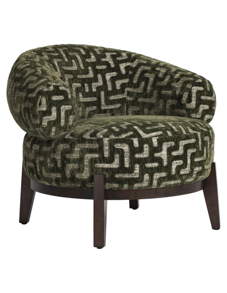 Fauteuil lounge tissu labyrinthe vert mousse MONTANA - Richmond Interiors
