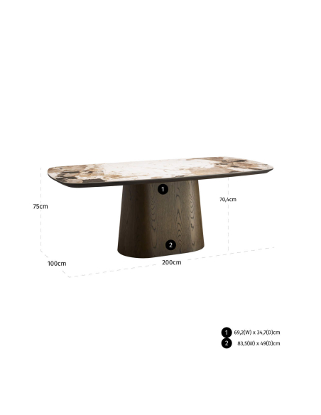 Ceramic Dining Table Travertine 200cm Langford - Richmond Interiors