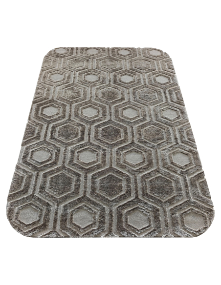 200X290 Odin Brown Hexagonal Pattern Carpet - Richmond Interiors