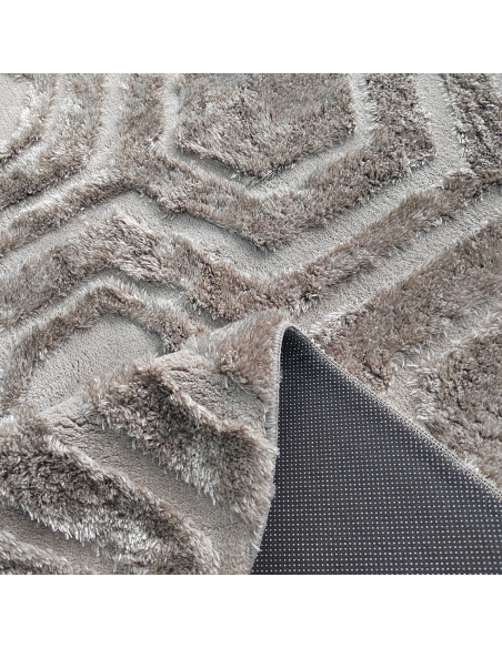 200X290 Odin Brown Hexagonal Pattern Carpet - Richmond Interiors