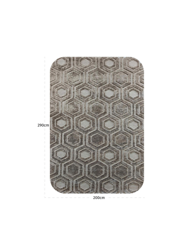 200X290 Odin Brown Hexagonal Pattern Carpet - Richmond Interiors