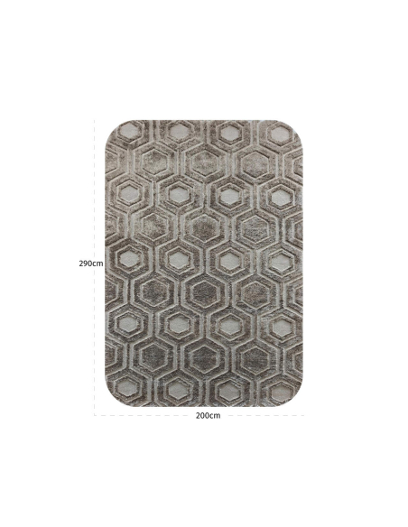 200X290 Odin Brown Hexagonal Pattern Carpet - Richmond Interiors