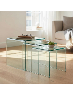 Mesa de café de vidro com mesas extras (3 / set) 2