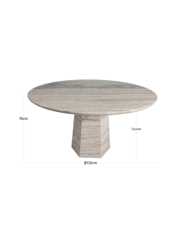 Round Dining Table Travertine Gray 135cm Westin - Richmond Interiors