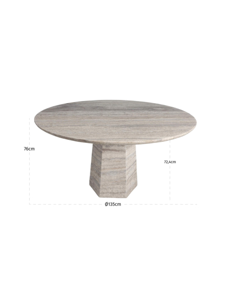 Round Dining Table Travertine Gray 135cm Westin - Richmond Interiors