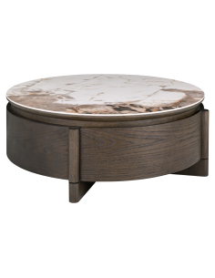 Brown Marbled Round Table 90cm Langford - Richmond Interiors