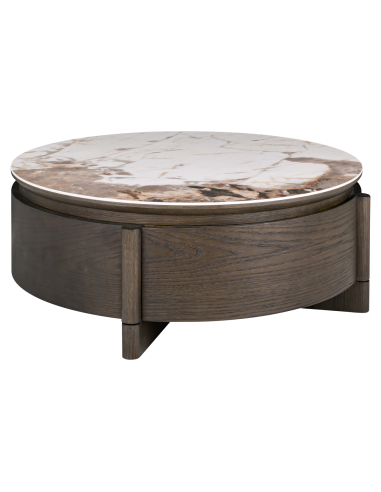 Table basse ronde marbrée brun 90cm LANGFORD - Richmond Interiors