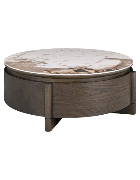 Brown Marbled Round Table 90cm Langford - Richmond Interiors