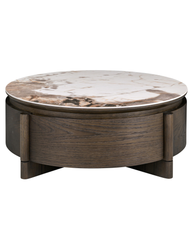 Brown Marbled Round Table 90cm Langford - Richmond Interiors
