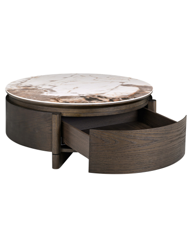 Table basse ronde marbrée brun 90cm LANGFORD - Richmond Interiors