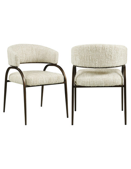 Chaise de salle à manger tissu beige angora CHARDA