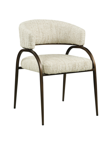 Chaise de salle à manger tissu beige angora CHARDA