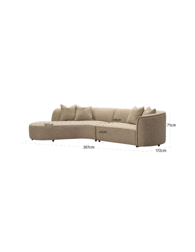 Left corner sofa Tweed Sand Fireproof Romero | Loft Attitude