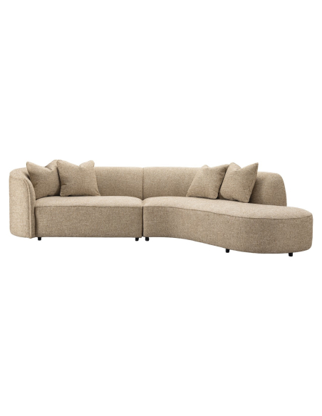 Canapé d'angle droit tweed sable ignifugé ROMERO | Loft Attitude