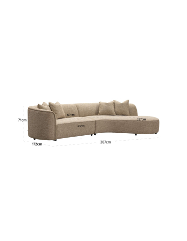 Juiste hoek Sofa Tweed Zand Vuurvaste Romero | Loft Attitude