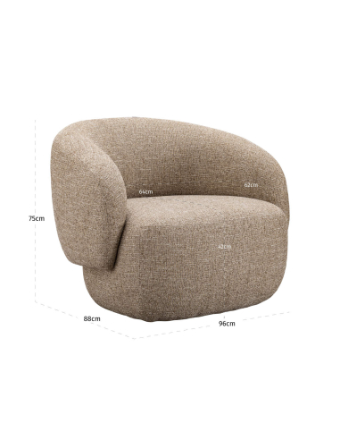 Fauteuil tweed sable ignifugé MILANO | Loft Attitude