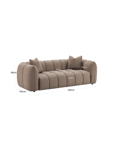 Sofa 3-zits stof textuur Moka Fireproof Hogan | Loft Attitude