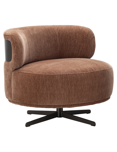 Fauteuil pivotant tissu linéaire moka LAUREN | Loft Attitude