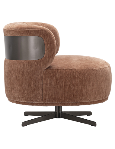 Fauteuil pivotant tissu linéaire moka LAUREN | Loft Attitude