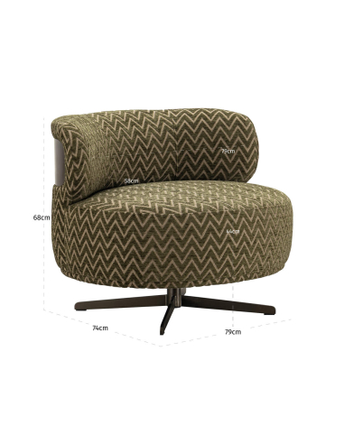 Fauteuil pivotant tissu chevron vert mousse LAUREN | Loft Attitude