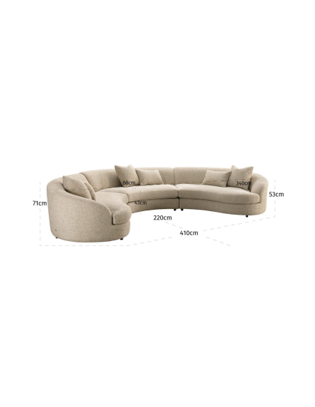 Corner sofa Textured Fabric Cream Morena | Loft Attitude